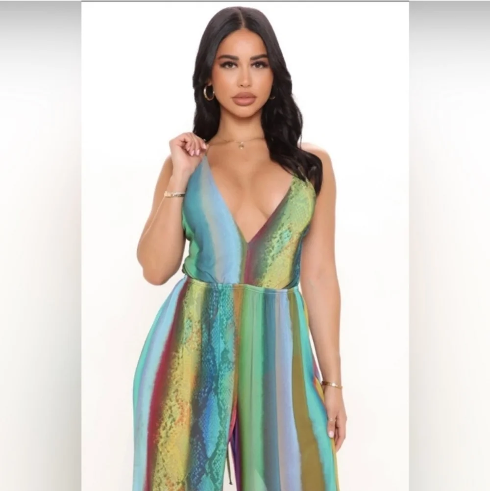 NWT Fashion Nova hissing around mesh jumsuit multicolor - Picture 2 of 6